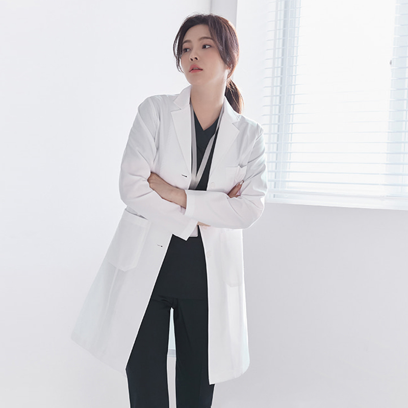Medical Lab Years - Koreanischer Stil Arztkittel Weiß Langarm Arbeitsuniform
